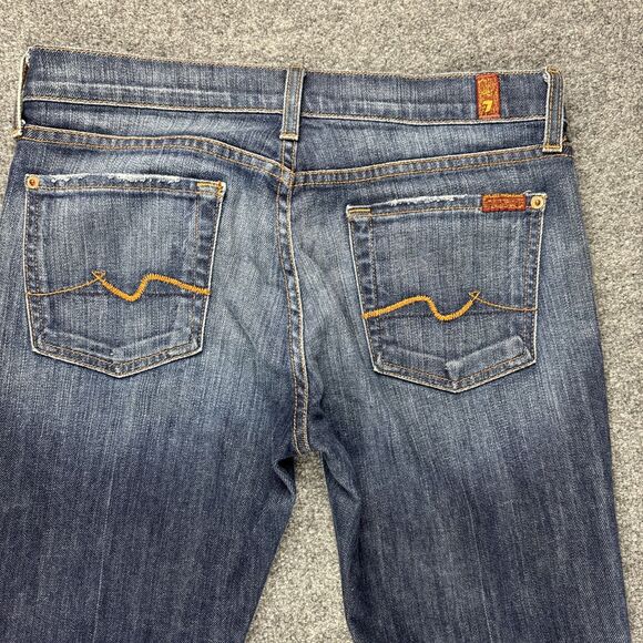 7 For All Mankind Flare Jeans Women's 30 Blue Dark Wash - Picture 5 of 12